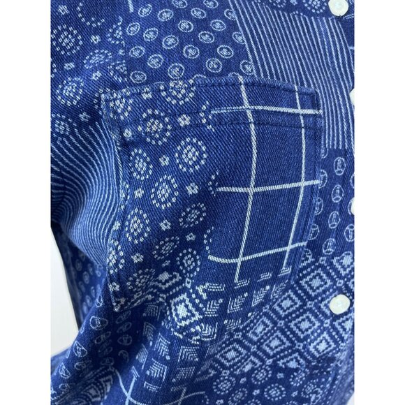 Lands’ End Blue Patchwork Women’s Shirt & Elastic Waist Pants Set Size S - New - Picture 9 of 16